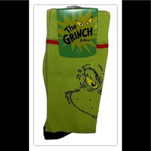The Grinch Crew Socks 1 Pair Men 8-12 Green Red Stole Christmas Dr. Seuss NEW!